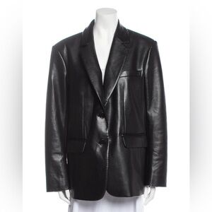 Women's Annie Bing Black Faux Leather Blazer L